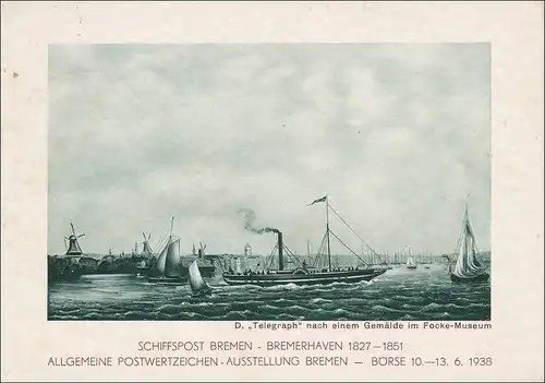 Tout ce qui est en jeu: Poste maritime Bremen-Bremerhaven, exposition Timbres 1938,