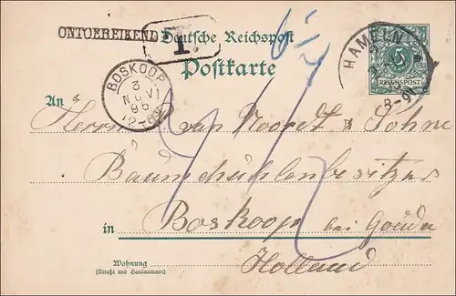 Ganzsache: 1895 von Hammeln nach Holland