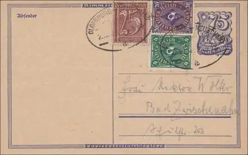 Affaire entière: 1922 avec le cachet de Zugstamp Oldenburg-Neuschnitz