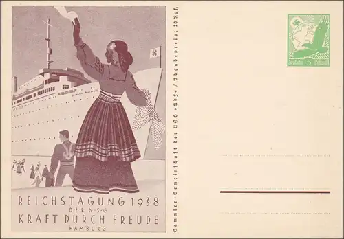 Ganzsache: Reichstagung KDF 1938 in Hamburg