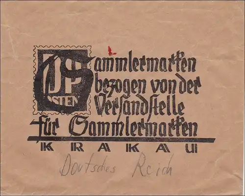 Generalgouvernement (GG): Umschlag für Gedenkkarten der Versandstelle Krakau