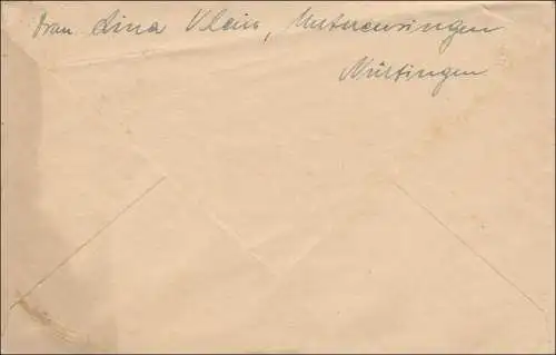 Brief aus Nürtingen mit Agenturstempel Unterensingen 1944