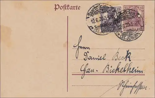 Sarre: Gentralgebiet: Germania de Sarrebruck à Bickelheim 1920