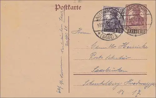 Sarrebruck: Toute l'affaire Germania 1920 Neubaer vers Sarre Sarrebrücken P2 II, 7