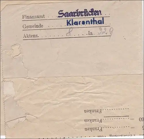 Saar: 1948 Drucksache von Sulzbach nach Klarenthal
