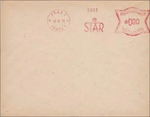 B&M: Brief mit Freistempel Prag 000 - Musterabschlag 1939