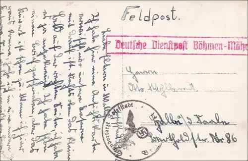 B&M: Carte de vue Josefov Service postal/Feldpost Médecin du site