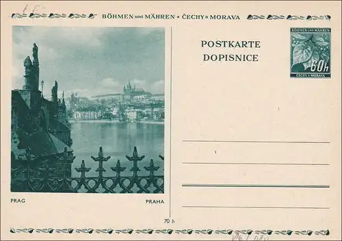B&M: Ganzsache - Postkarte Prag