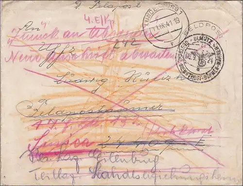 B&M: Brief aus Ölmütz - Feldpost - Lindenburg  1941