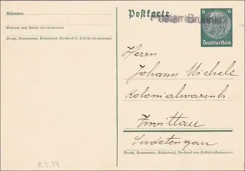 Sudetenland: Ganzsache Postamt Brünn