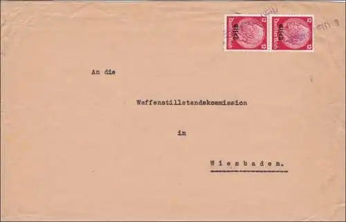 Alsace: Lettre de Strasbourg à Wiesbaden - Commission de cessez-le-feu 1940