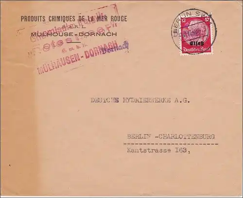 Elsass: Brief aus Dornach nach Berlin 1940