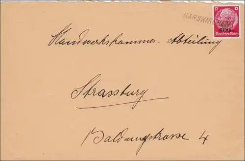 Elsass: Brief aus Harskirchen nach Straßburg 1940