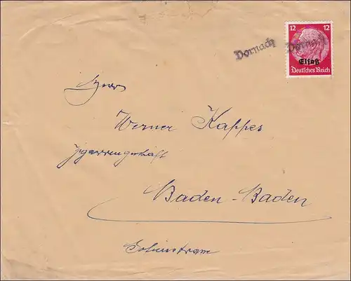 Elsass: Brief von Dornach nach Baden-Baden