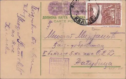 Serbien: Ganzsache, zufrankiert, Zensiert 1943