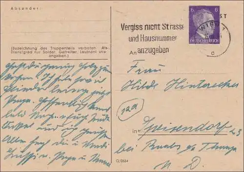 Österreich: Wien 1944 mit Werbestempel auf Postkarte mit Ganzsachenausschnitt