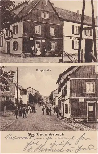 Ansichtskarte AK: Gruß aus Asbach Gastwirtschaft 1927