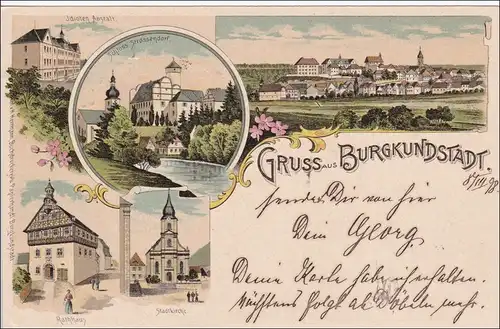 Carte AK: Gruss de Burgkundstadt 1898