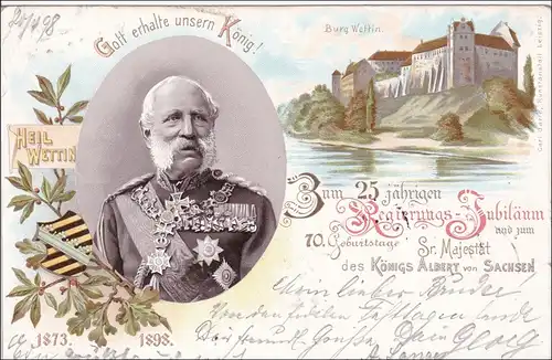 Ansichtskarte AK: König Albert von Sachsen, 25. jähriges Regierungsjubiläum 1898