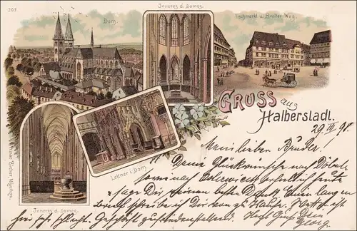 Carte AK: Gruss de Halberstadt 1898