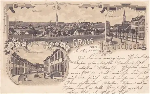 Carte AK: Gruss de Münchberg 1900