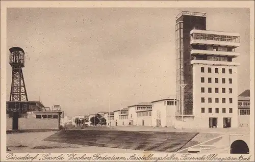 Carte de vue AK: Düsseldorf Gesolei, Tour de transport, tour d'entraînement des pompiers 1926