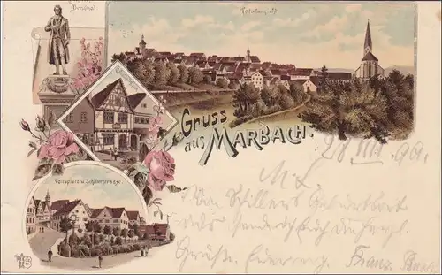 Ansichtskarte AK: Gruss aus Marbach 1899