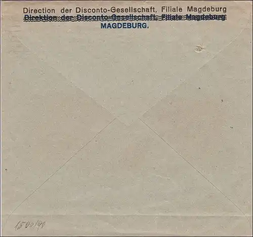 Gebühr bezahlt: Magdeburg, Discount Gesellschaft 1923