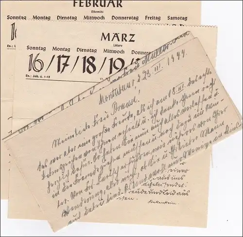 Frais payés: Montabaur 1947 à évêque dewerda avec le contenu de la lettre