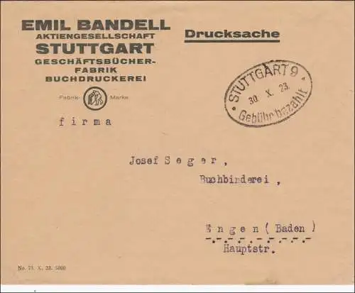 Frais payés: livres d'affaires Stuttgart 1923