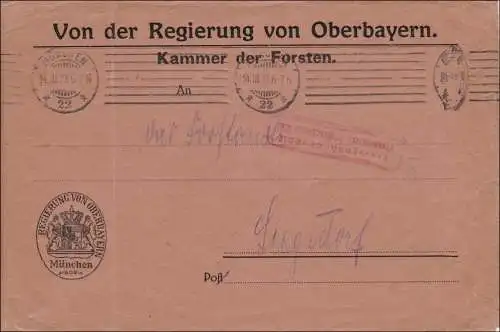 Frais payés: Lettre du gouvernement de Oberbayern 1923 Munich à Siegsdorf