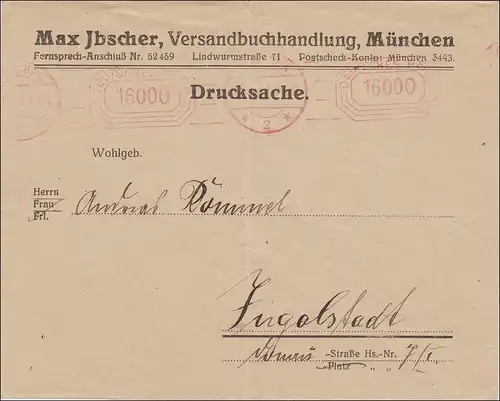 Gebühr bezahlt: Brief aus München nach Ingolstadt 1923, seltener Freistempel