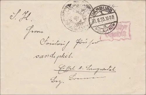 Frais payés: Lettre de Marburg 1923