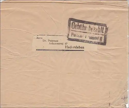 Frais payés: Lettre de Hambourg à Hadersleben