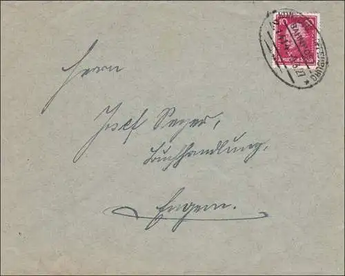 Poste ferroviaire: Lettre avec cachet de train Konstance-Offenburg 1927 - Maisons de Kirchen