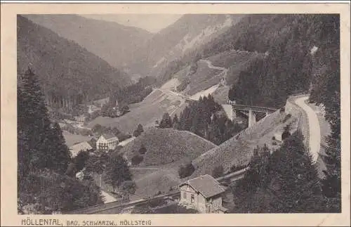 Poste ferroviaire: carte de visite Höllental avec cachet de train Fribourg-Donaueschingen 1925