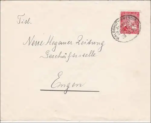 Poste ferroviaire: Lettre avec cachet de train Waldshut-Immendingen 1925