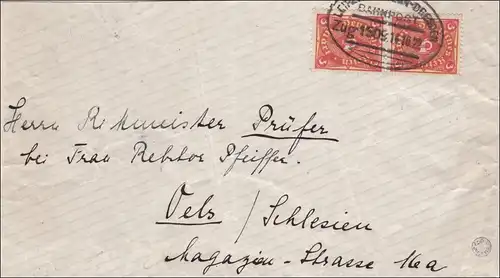Bahnpost: Brief aus Grimma mit Zugstempel Leipzig - Dresden 1922