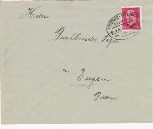 Poste ferroviaire: Lettre avec cachet de train Konstance-Offenburg 1930