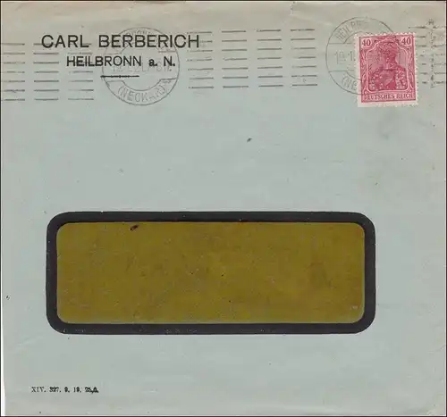 Perfin: Carl Berberich, Heilbronn 1921, CB