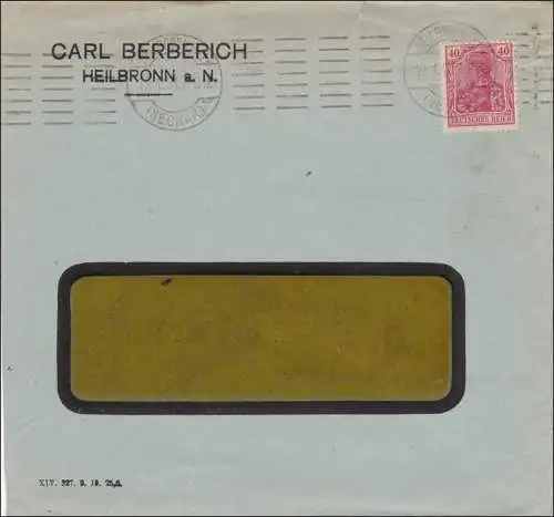 Perfin: Carl Berberich, Heilbronn 1921, CB