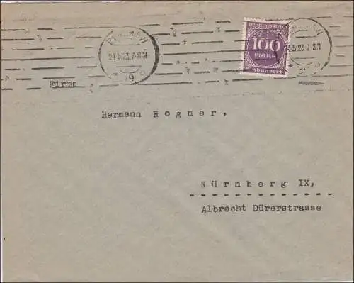 Perfin: Lettre de Berlin à Nuremberg, 1923, RM