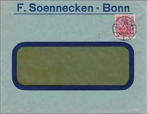 Perfin: Brief aus Bonn, Soennecken 1914, F.S.