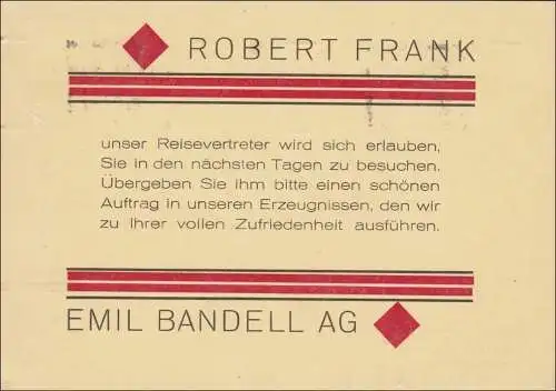 Perfin: Brief aus Stuttgart, Hindenburgbau Werbestempel, Emil Bandell AG, EB