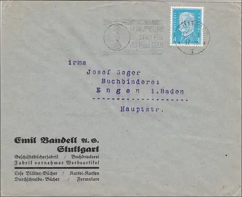 Perfin: Brief aus Stuttgart, Emil Ban dell, EB,