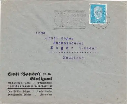 Perfin: Lettre de Stuttgart, Emil Ban dell, EB,