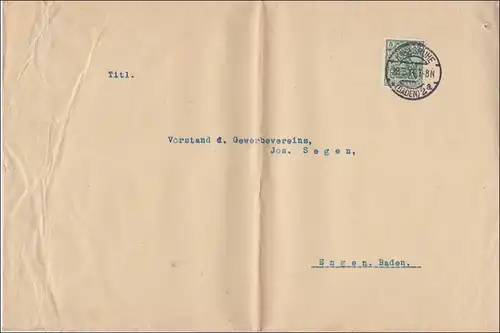 Perfin: Brief aus Karlsruhe 1914