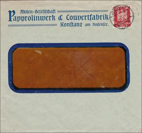Perfin: Brief aus Konstanz, Papyrolinwerk, 1925