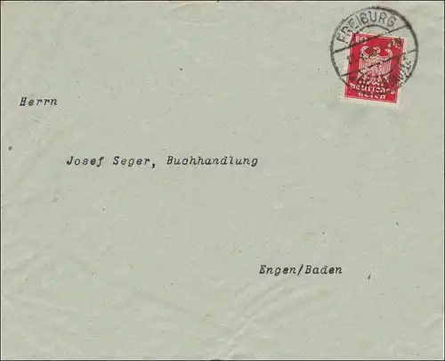Perfin: Brief aus Freiburg 1925, I-I