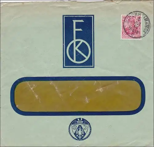 Perfin: Brief aus Kirchheim Teck, 1914, FK